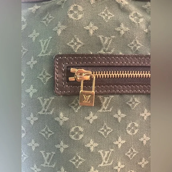$1,280 LOUIS VUITTON Mini Lin “Lucille” GM Tote Bag, Green Canvas/Brown Leather - Picture 14 of 17